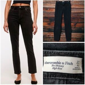 Abercrombie Jeans Size 27 4 The Skinny High Rise Ankle Black Denim Stretch